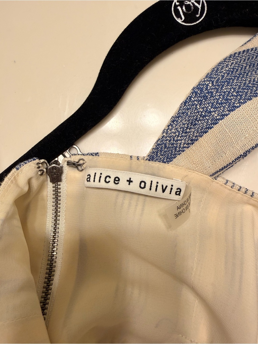 Alice + Olivia Blue and Cream Striped Romper with Tie Waist - Picture 4 of 5